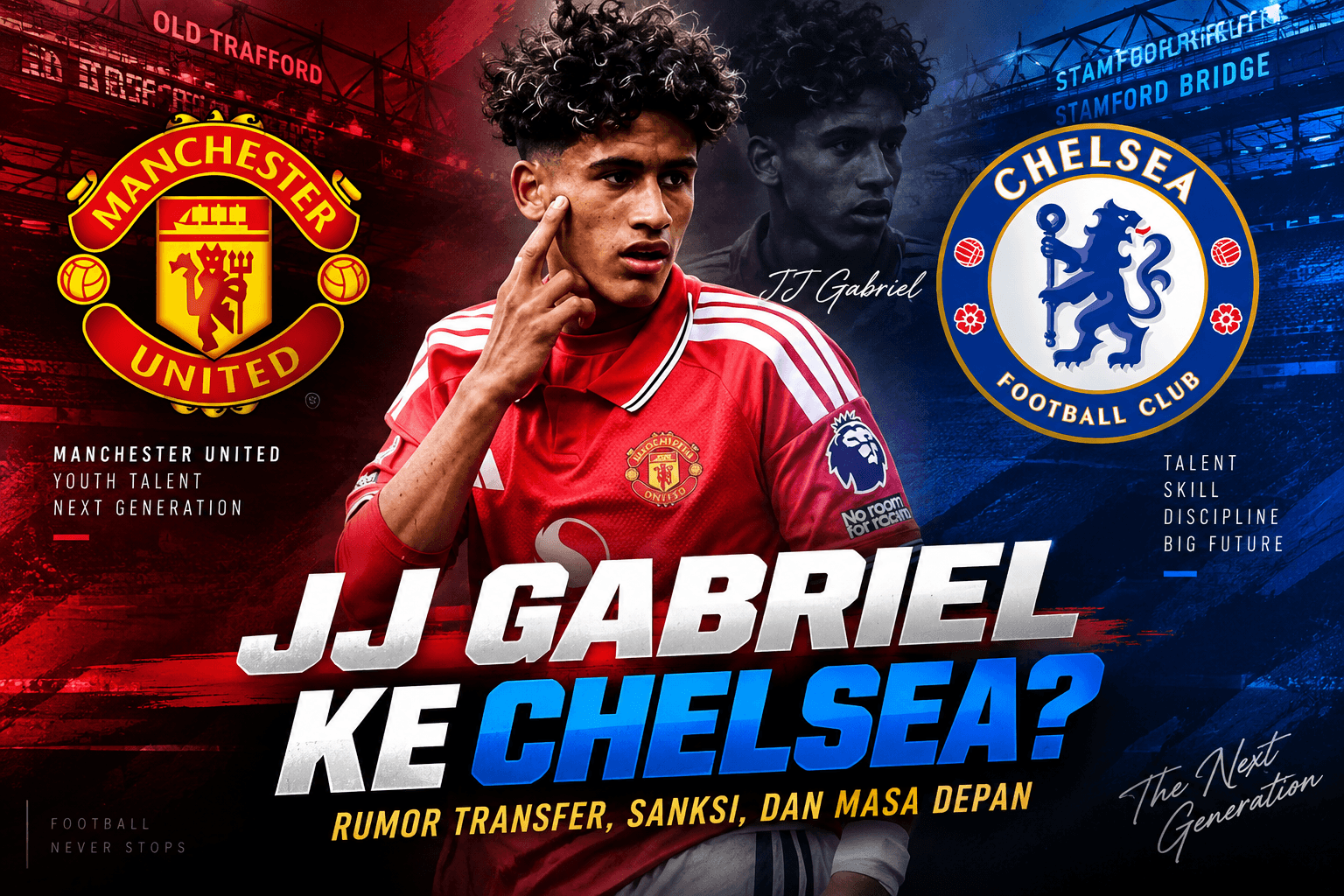 JJ Gabriel pemain muda Manchester United dikaitkan dengan transfer ke Chelsea