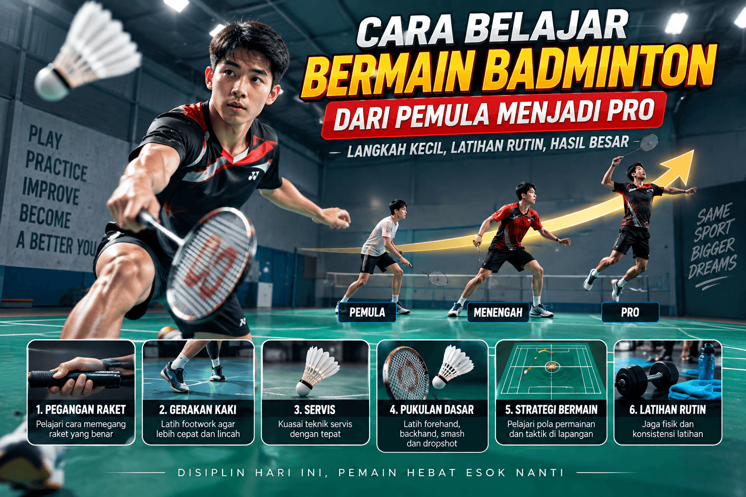 Cara belajar bermain badminton dari pemula menjadi pro